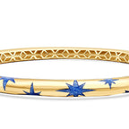 Gold Blue Enamel Star Cuff