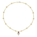 Gold Fuchsia Stone Triangle Trend Necklace