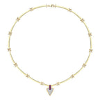Gold Fuchsia Stone Triangle Trend Necklace