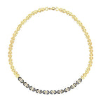 Gold Navy Blue Enamel Stone Trend Necklace
