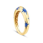 Gold Blue Enamel Star Ring