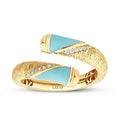Gold Blue Enamel Detailed Ring