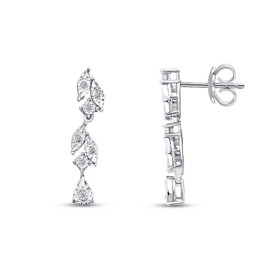 0,08 Carat Diamond Stone Leaf Earring