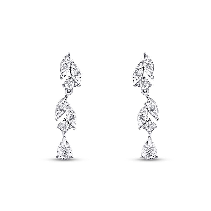 0,08 Carat Diamond Stone Leaf Earring