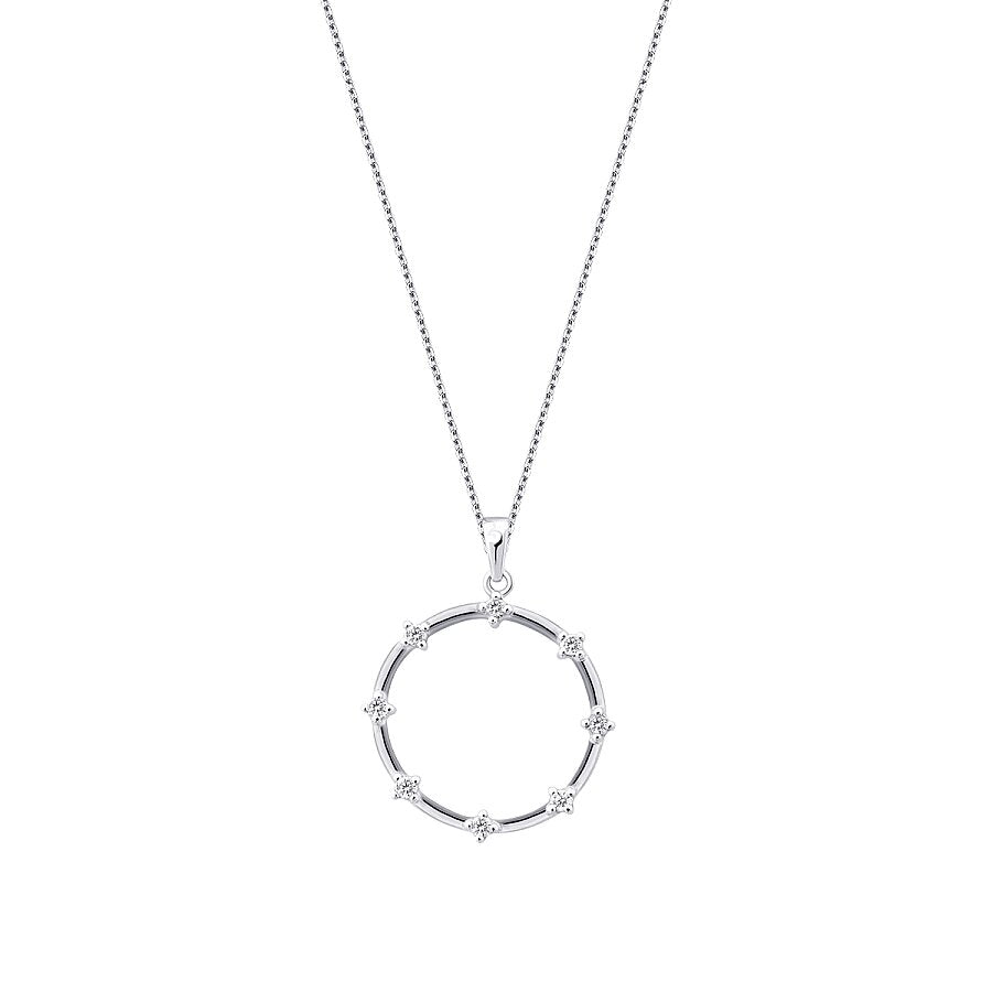 0,12 Carat Diamond Stone Round Necklace
