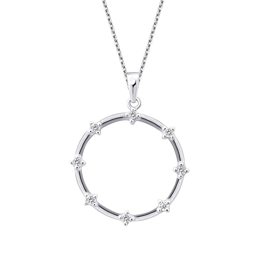 0,12 Carat Diamond Stone Round Necklace