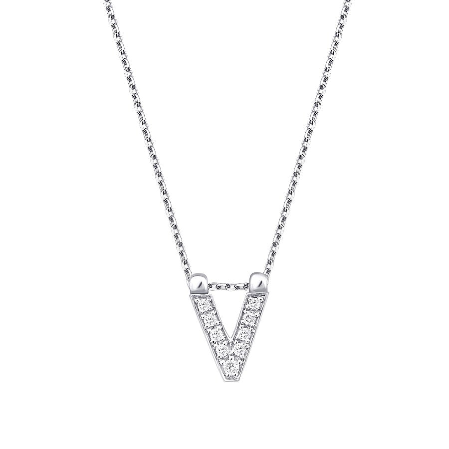 0,04 Carat Diamond V Letter Necklace