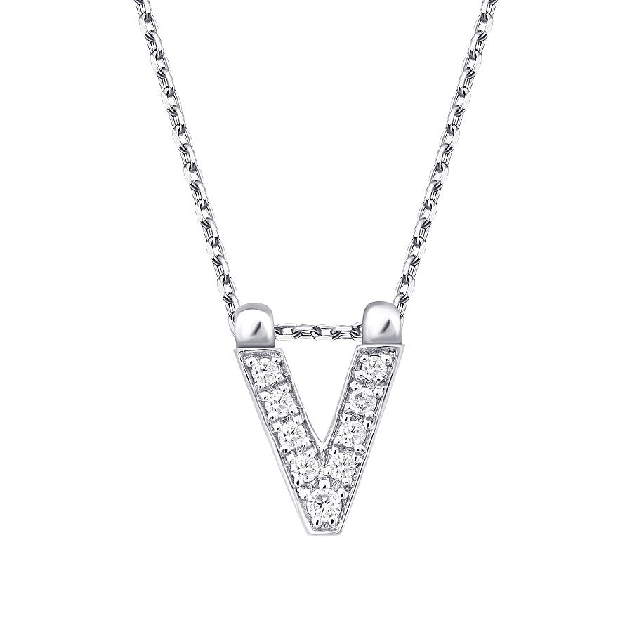 0,04 Carat Diamond V Letter Necklace
