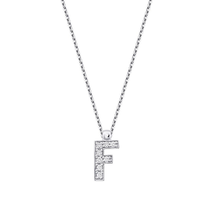0,08 Carat Diamond F Letter Necklace