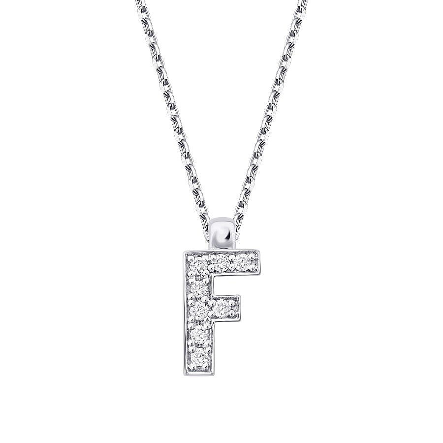 0,08 Carat Diamond F Letter Necklace