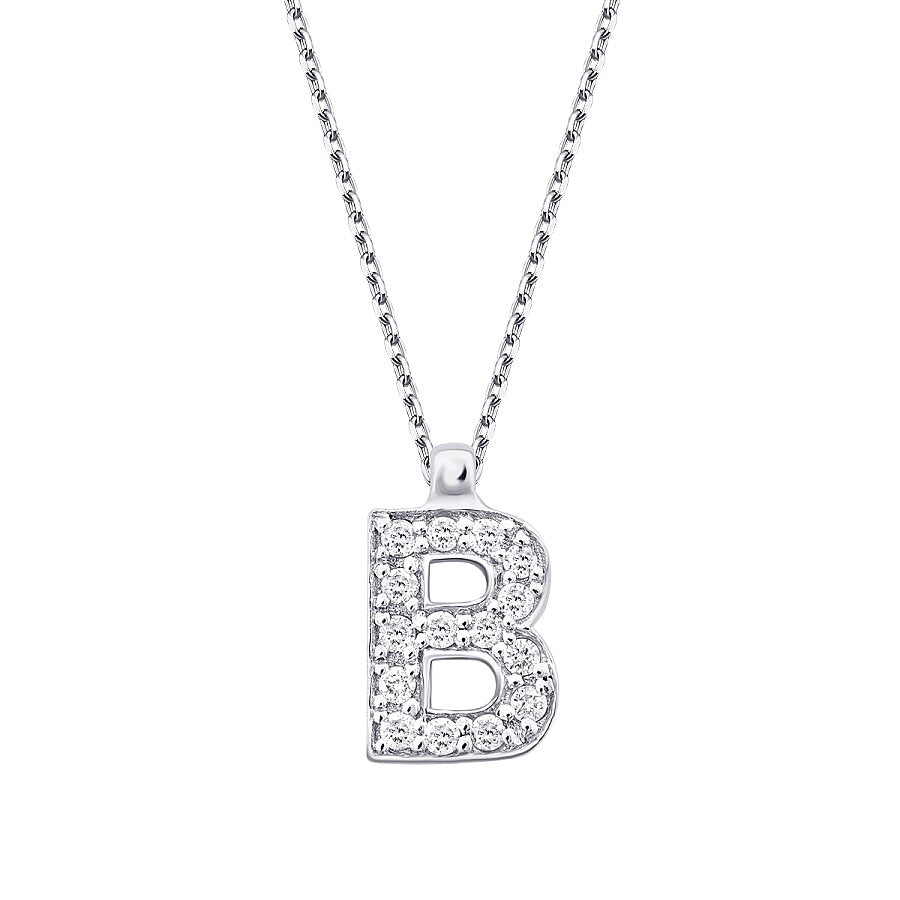 0,08 Carat Diamond B Letter Necklace