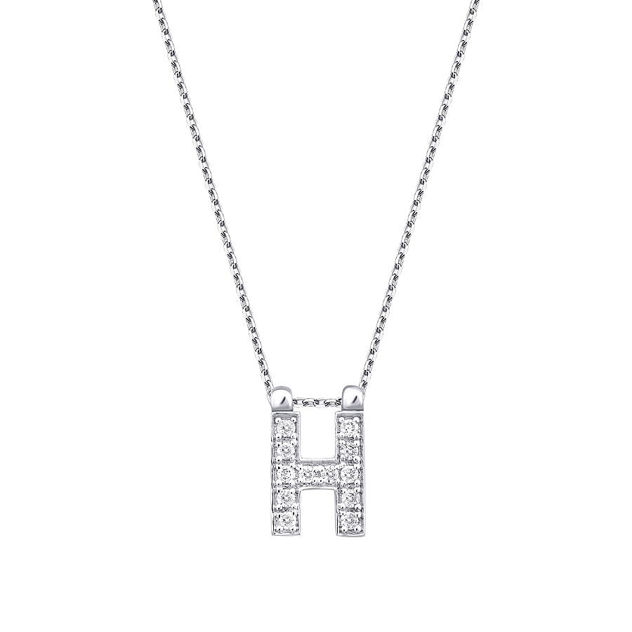 0,06 Carat Diamond H Letter Necklace