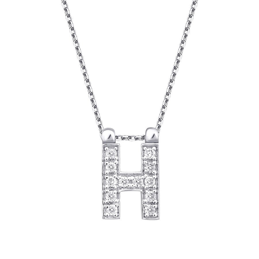 0,06 Carat Diamond H Letter Necklace