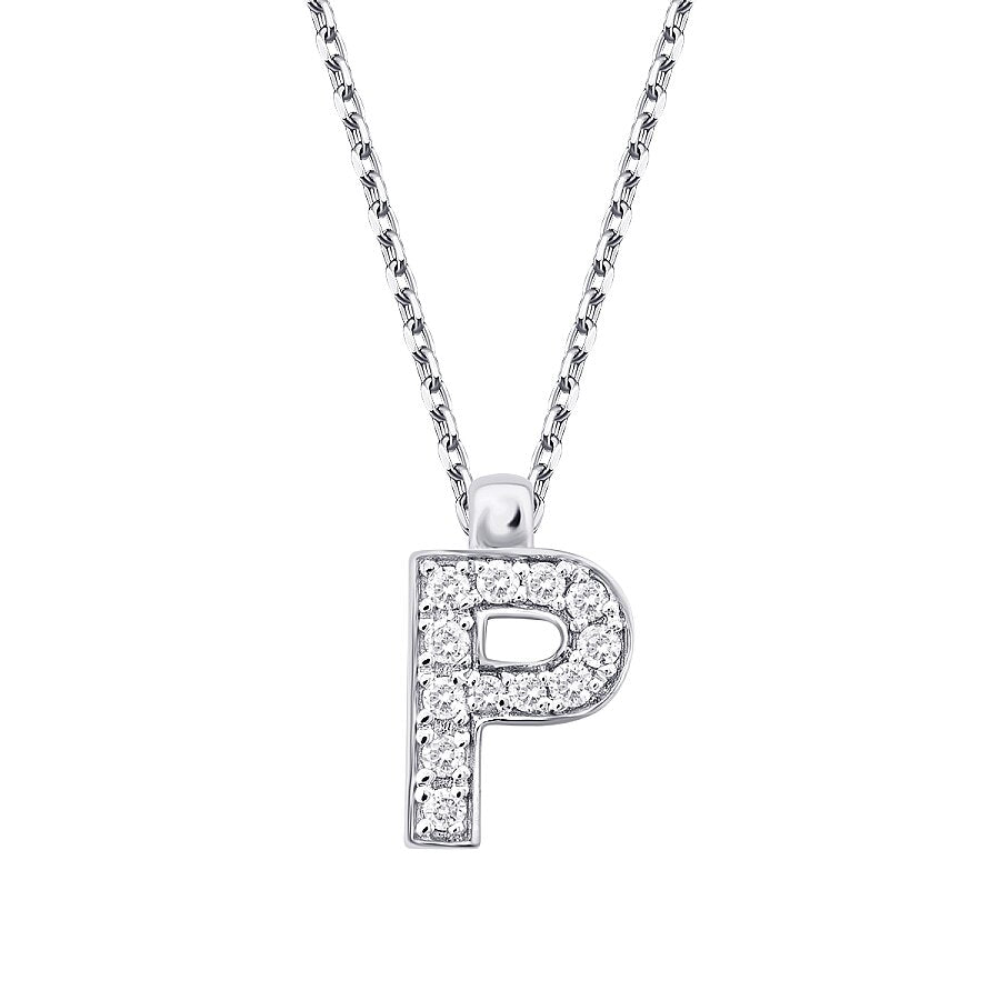 0,06 Carat Diamond P Letter Necklace