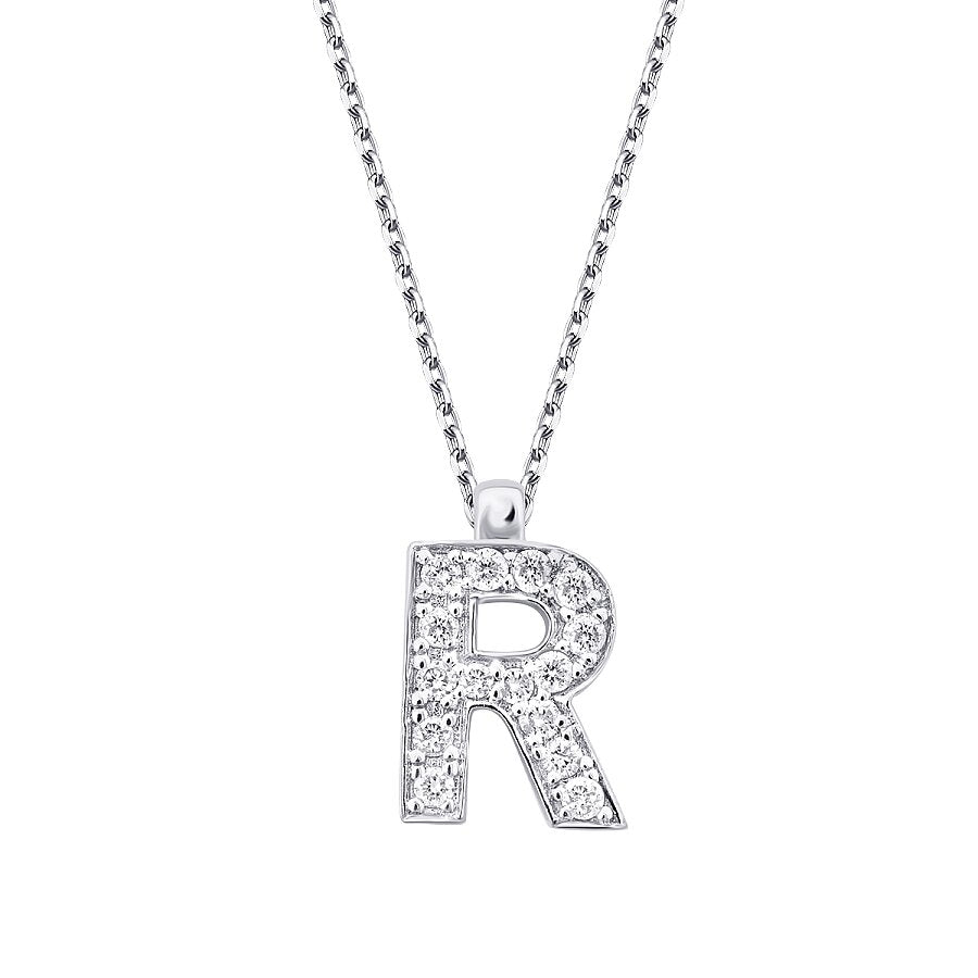 0,08 Carat Diamond R Letter Necklace