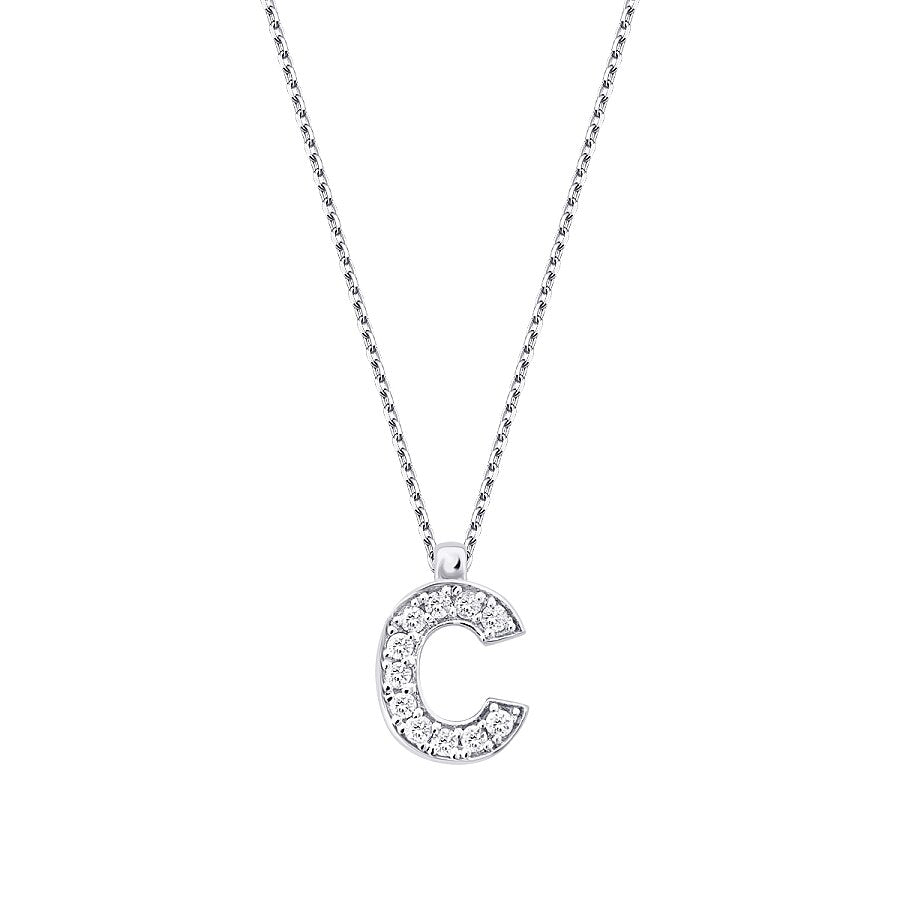 0,06 Carat Diamond C Letter Necklace