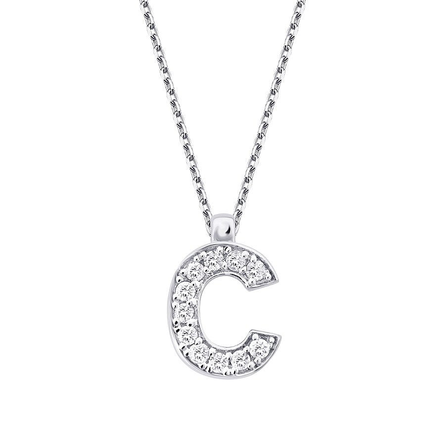 0,06 Carat Diamond C Letter Necklace