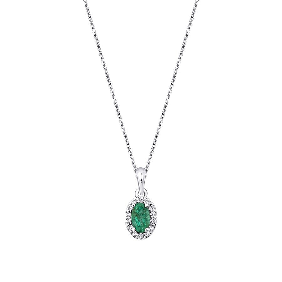 0,31 Carat Diamond Emerald Oval Necklace