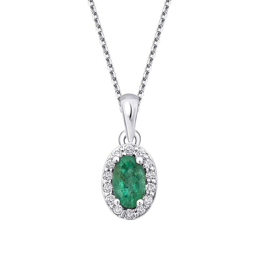 0,31 Carat Diamond Emerald Oval Necklace
