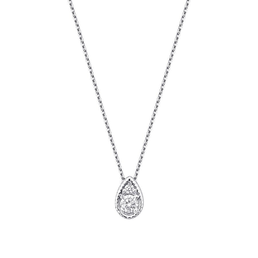 0,06 Carat Diamond Round Stone Pear Necklace