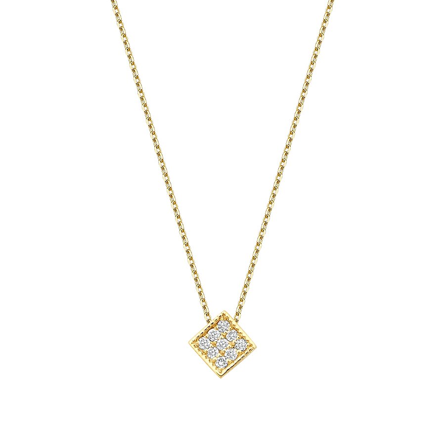0,05 Carat Diamond Round Stone Geometric Necklace