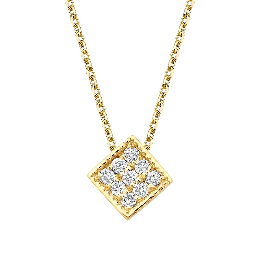 0,05 Carat Diamond Round Stone Geometric Necklace