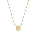 0,05 Carat Diamond Round Stone Square Necklace
