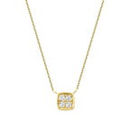 0,05 Carat Diamond Round Stone Square Necklace