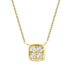 0,05 Carat Diamond Round Stone Square Necklace