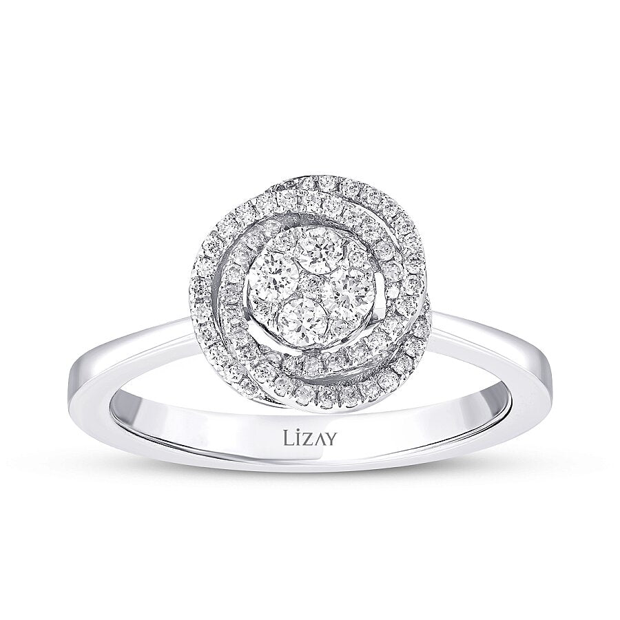 0,28 Carat Diamond Round Detailed Ring