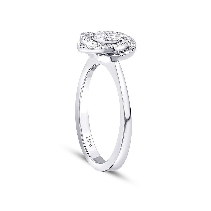 0,28 Carat Diamond Round Detailed Ring