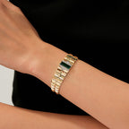 Gold Green Stone Prism Bracelet