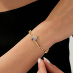 Gold Fuchsia Stone Triangle Trend Bracelet