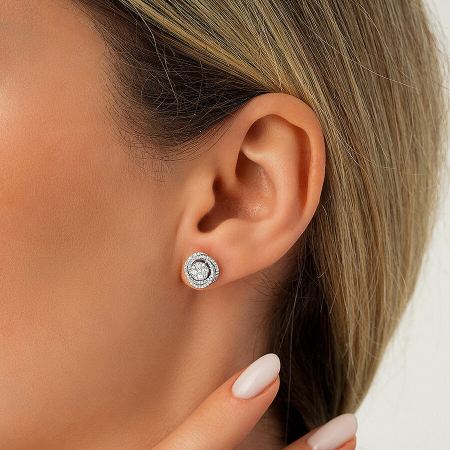 0,53 Carat Diamond Round Detailed Earring