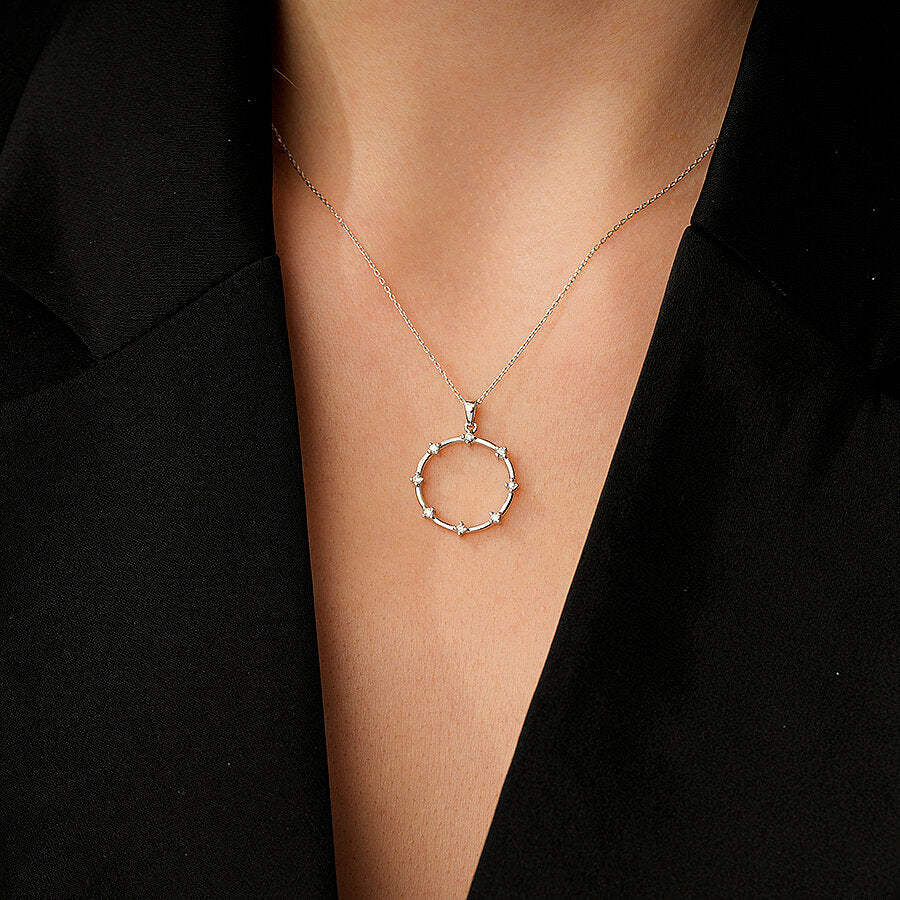 0,12 Carat Diamond Stone Round Necklace