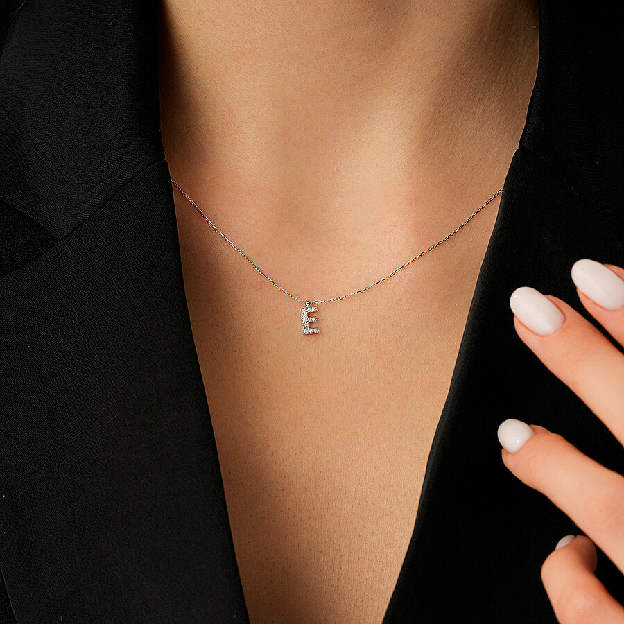 0,07 Carat Diamond E Letter Necklace