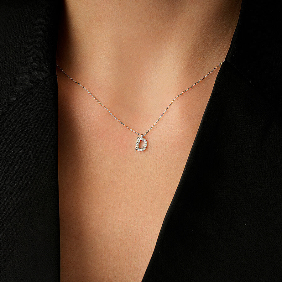 0,08 Carat Diamond D Letter Necklace