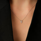 0,04 Carat Diamond V Letter Necklace