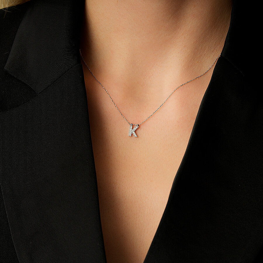 0,06 Carat Diamond K Letter Necklace