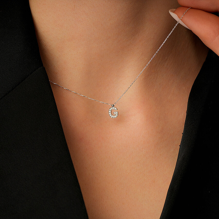 0,07 Carat Diamond G Letter Necklace