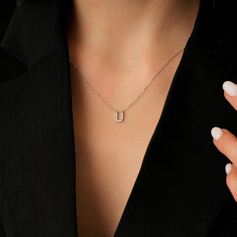 0,06 Carat Diamond U Letter Necklace