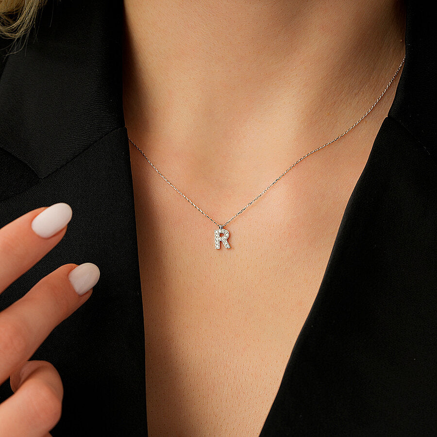 0,08 Carat Diamond R Letter Necklace
