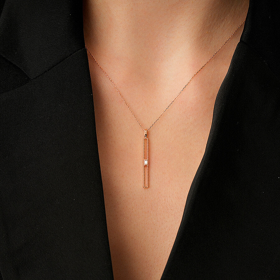 0,04 Carat Diamond Stone Long Necklace