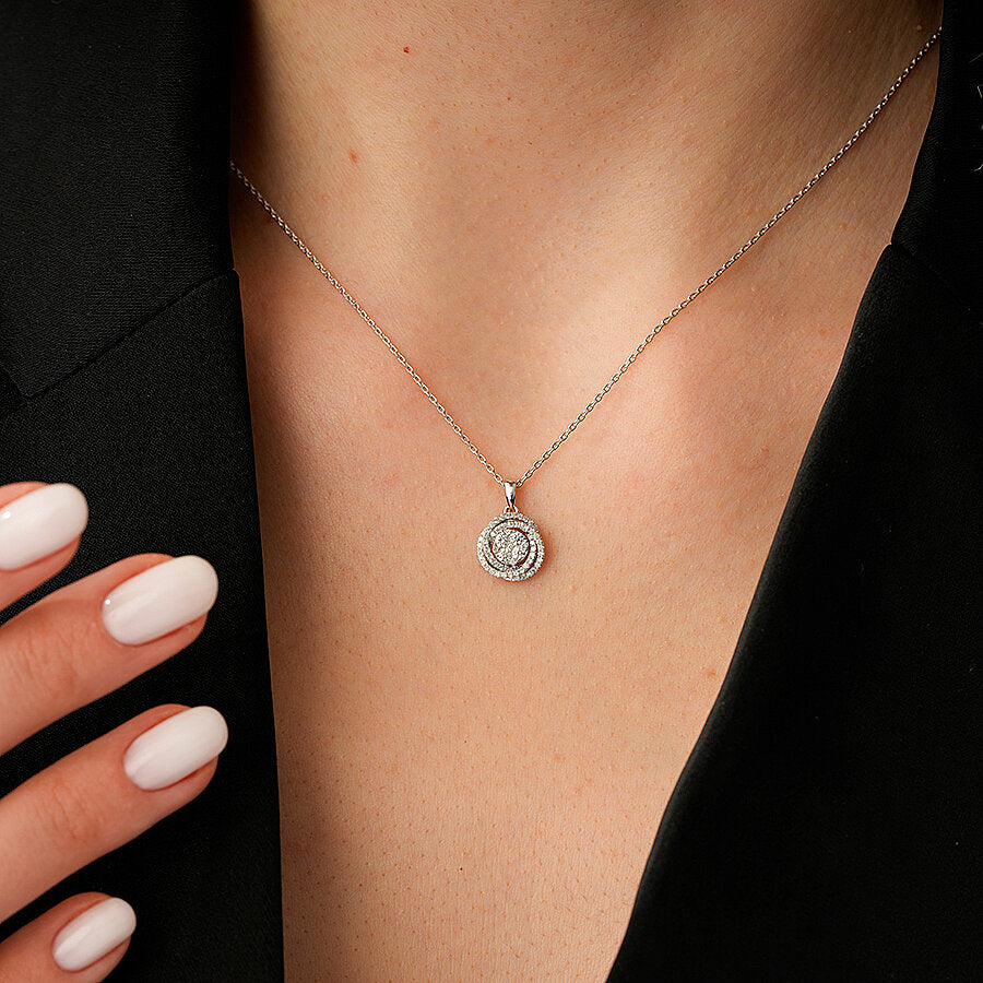 0,26 Carat Diamond Round Detailed Necklace