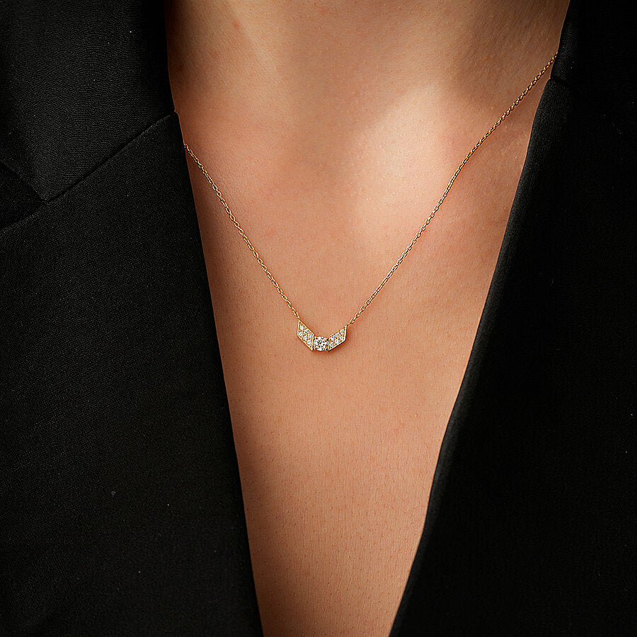 0,21 Carat Diamond Geometric Trend Necklace