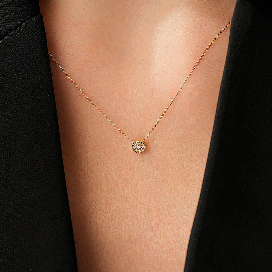 0,06 Carat Diamond Round Necklace