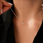 0,05 Carat Diamond Round Stone Square Necklace