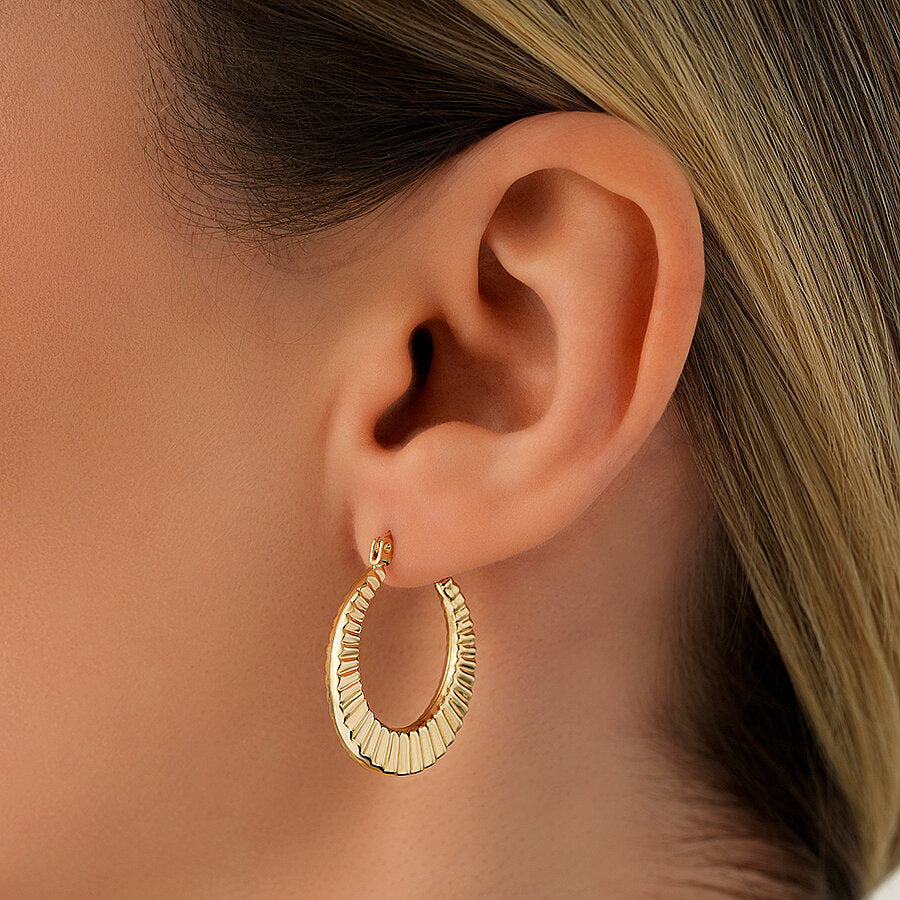 Gold Patterned Hoop Earrings