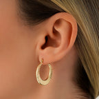 Gold Patterned Hoop Earrings