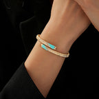 Gold Blue Enamel Detailed Cuff